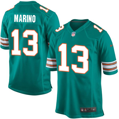 Men's Game Dan Marino Nike Jersey Aqua Green Alternate - #13 NFL Miami Dolphins